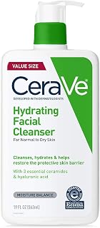 CeraVe Hydrating Cleanser with Hyaluronic Acid, Face Wash for Dry Skin,19oz | Skin Care For Men and Women, Daily Cleanser & Makeup Remover with Glycerin & Ceramides, National Eczema Association Certified