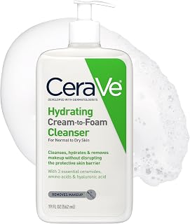 CeraVe Hydrating Cream To Foam Cleanser, Face Wash for Dry Skin, 19oz