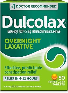 Colace 60 Count Stool Softener Plus Stimulant Laxative and Dulcolax 50 Count Overnight Relief Laxative for Constipation