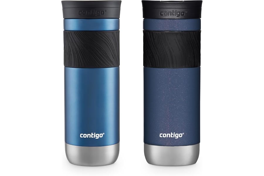 Contigo SNAPSEAL Insulated Stainless Steel Travel Mug with Grip 20oz. Blue Corn Transparent Satin & Midnight Berry
