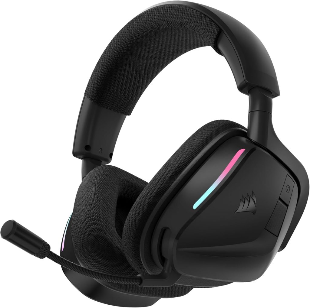 Corsair Void v2 Auriculares Inalámbricos para Juegos – Carbono | Bluetooth, Dolby Atmos, Batería de 70 Horas, Inalámbrica de Doble Banda, Carga Rápida - PC, PS5, PS4, Switch y Móvil