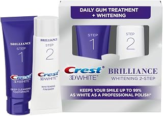 Crest 3D White Brilliance 2-Step Teeth Whitening Toothpaste Kit, Deep Cleansing Toothpaste (4.0 oz) and Whitening Gel Finisher (2.3 oz), Daily At-Home Whitening System