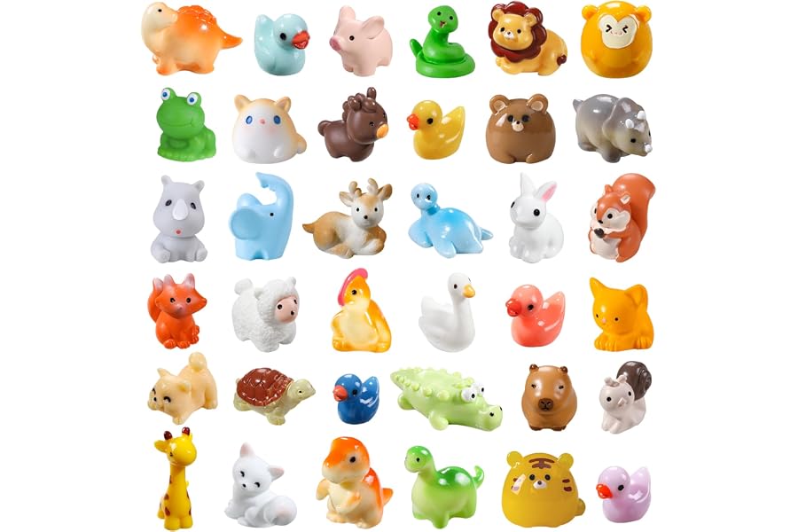 DIYDEC 40pcs Mini Resin Animal 40 Styles Tiny Resin Animals Miniature Little Small Animal Figures Bulk for Micro Fairy Garden Landscape Accessories Dollhouse Hide Crafts Decor Aquarium Toys