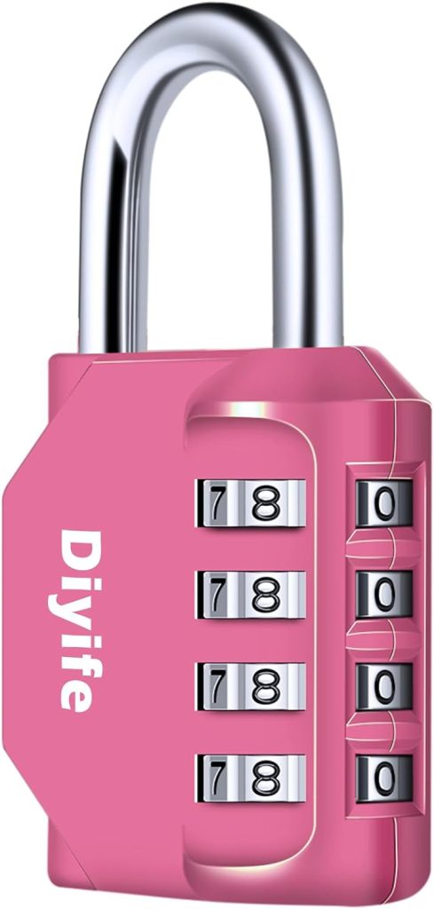 Diyife Candado Combinación 4 Dígitos, Impermeable Exterior | Rosa, para Taquillas, Herramientas, Puertas