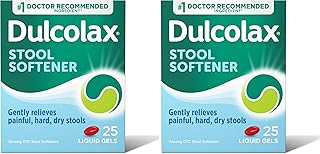 Dulcolax Stool Softener Laxative Liquid Gel Capsules (25ct) for Gentle Relief, Docusate Sodium 100mg (Pack of 2)