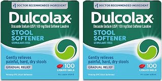 Dulcolax Stool Softener Laxative Liquid Gel Capsules, Gentle Constipation Relief for Hard, Dry Stools, Docusate Sodium 100 mg, 100 Count (Pack of 24)
