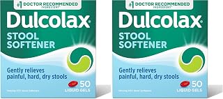 Dulcolax Stool Softener Laxative Liquid Gel Capsules, Gentle Constipation Relief for Hard, Dry Stools, Docusate Sodium 100 mg, 50 Count (Pack of 2)