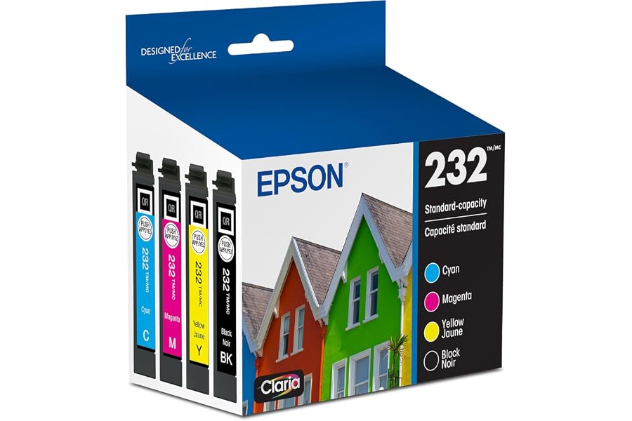 Epson 232 Claria Ink Standard Capacity Black & Color Cartridge Combo Pack (T232120-BCS) Works with Workforce WF-2930, 2950 and Expression XP-4200, 4205