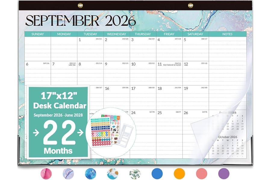 Forvencer 2027 Desk Calendar, Planner Sept 2026 - Jun 2028, 22 Month 17x12" | Large 2027 Wall Calendar, Calendar 2026-2027 Mo
