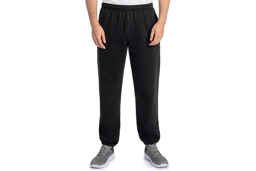 Fruit of the Loom Eversoft Fleece Elastic Bottom Sweatpants with Pockets, Relaxed Fit, Moisture Wicking, Breathable