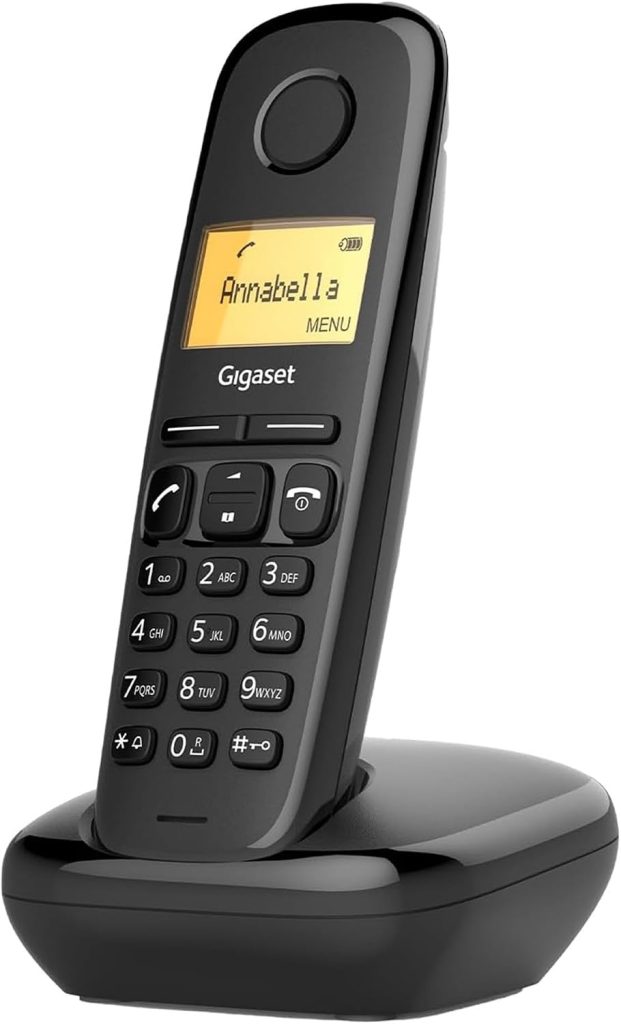 Gigaset A170 Teléfono DECT Inalámbrico, Fácil de Usar, Negro | Pantalla gráfica iluminada, instalación sencilla, [Versión Española]