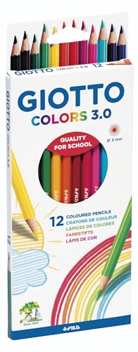 Giotto Colors 3.0 Estuche de 12 Lápices de Color | Colores surtidos, para niños, fiestas y escuelas primarias