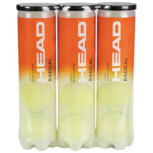HEAD Radical tennisballen, verpakking van drie stuks (12 ballen), verpakking kan variëren