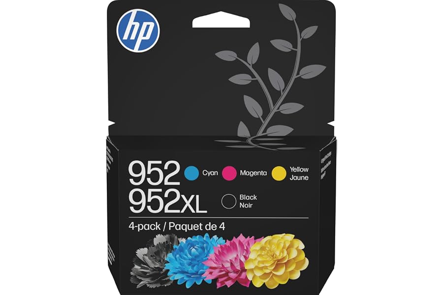 HP 952XL Black + 952 Cyan, Magenta, Yellow Ink | Works with Printer Series: OfficeJet 8702, OfficeJet Pro 7720, 7740, 8210, 8710, 8720, 8730, 8740 | N9K28AN