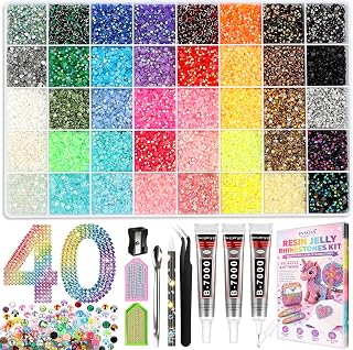 INSOIA Bedazzling Kit, 40000 Resin Rhinestones with B7000 Glue and Tools
