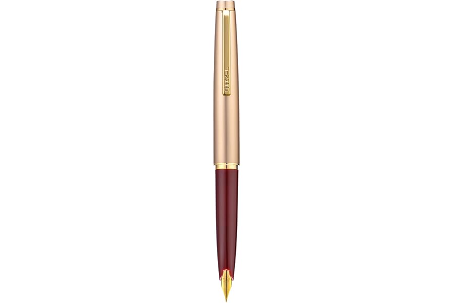 Jinhao 59 Mini Pocket Fountain Pen Fine Smooth Writer Champagne Wine Red | Small Little Tiny Fountain Pen with Converter, Adorably Writing Instrument