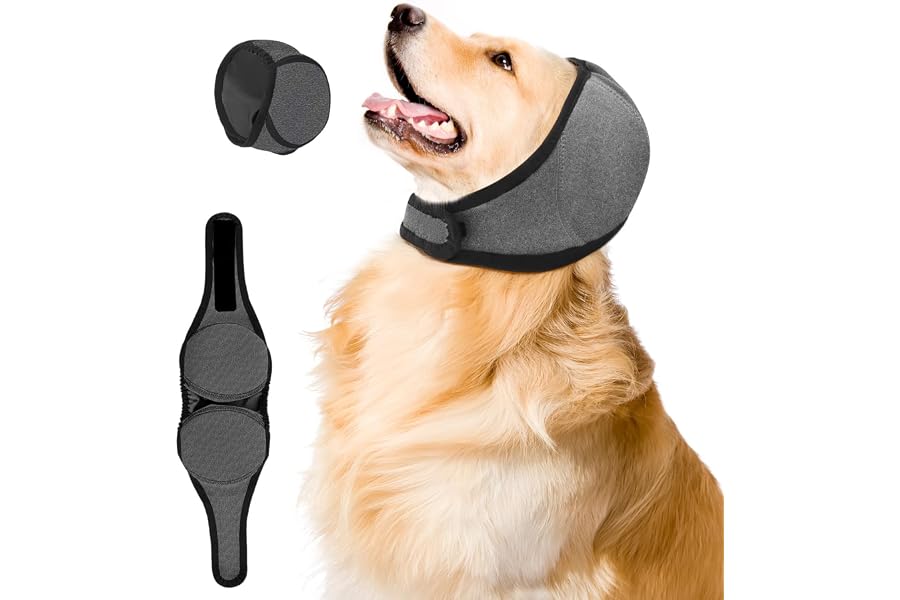 Jorme Upgraded Dog Ear Muffs for Noise Protection, Dog Ear Covers for Anxiety, Hematoma & Grooming, Premium 5-Layer Design (Grey, Large)