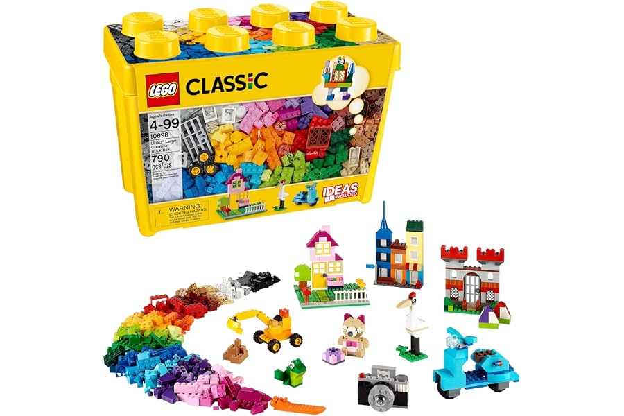LEGO Classic Large Creative Brick Box 10698 | Building Toys for Boys & Girls, Ages 4-99, Develops Fine Motor Skills, W/ Storage Bin, 790 Pieces, Gift for Birthdays