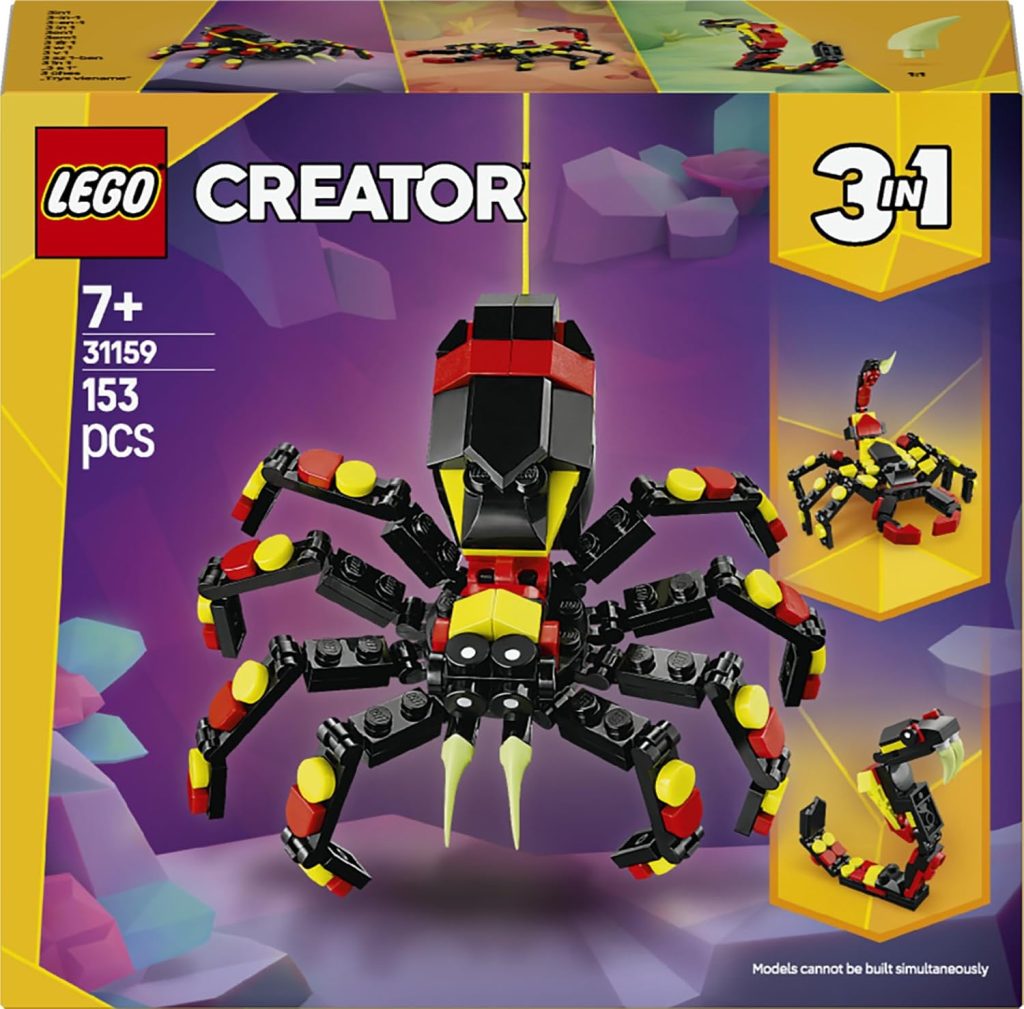 LEGO Creator 3-en-1 Animaux Sauvages : l’araignée surprenante 31159 | Jeu de construction pour garçon dès 7 ans, se transforme en scorpion ou serpent, idée de cadeau sur les animaux, 153 pièces