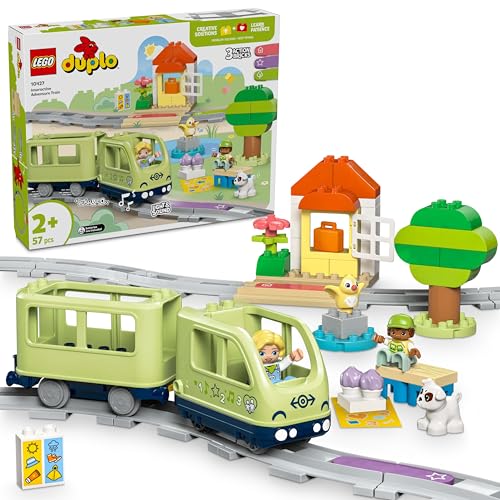 LEGO DUPLO Interactieve avonturentrein – Educatief Peuterspeelgoed Voor Jongens en Meisjes Vanaf 2 Jaar – Incl. 14 Railstukken, Actiestenen Met Geluid en 4 Figuren – 10427