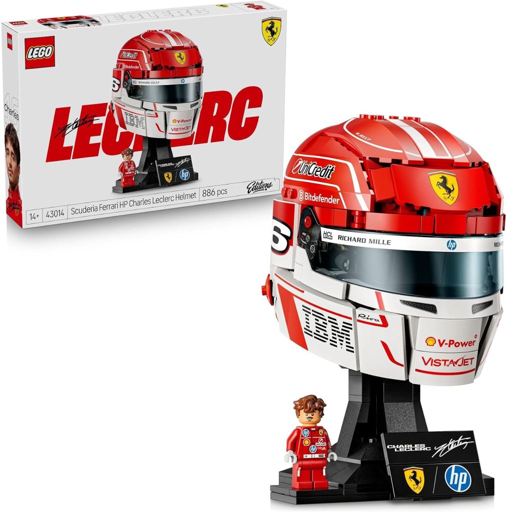 LEGO Editions Scuderia Ferrari HP Casque de Charles Leclerc - Produit F1 - Maquette avec Minifigurine Collector - Décoration Intérieure - Cadeau pour Garçon dès 14 ans et Adulte Fan d'Automobile 43014