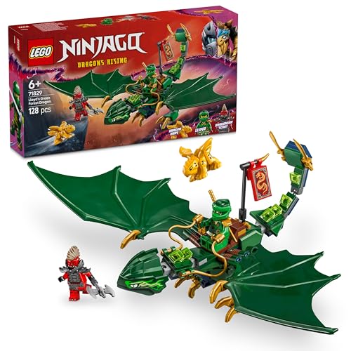 LEGO Ninjago Lloyds groene bosdraak 71829 | Speelgoed voor jongens vanaf 6 jaar, bouwpakket met draak en 2 minifiguren, Dragons Rising tv-serie cadeau, 128 onderdelen
