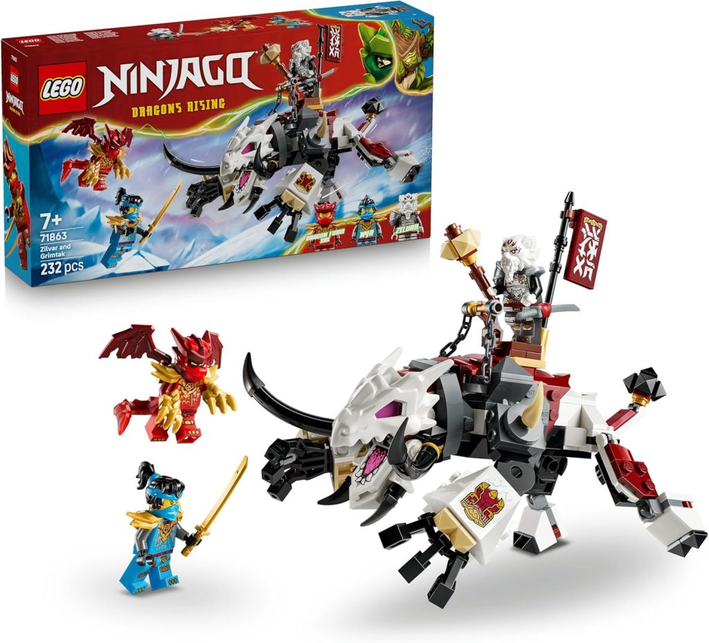LEGO Ninjago Zilvar et Grimtak la bête draconique 71863 | Jouet pour garçon dès 7 ans, jouet ninja avec figurine, Kai et Nya, Soulèvement des Dragons, cadeau anniversaire, 232 pièces