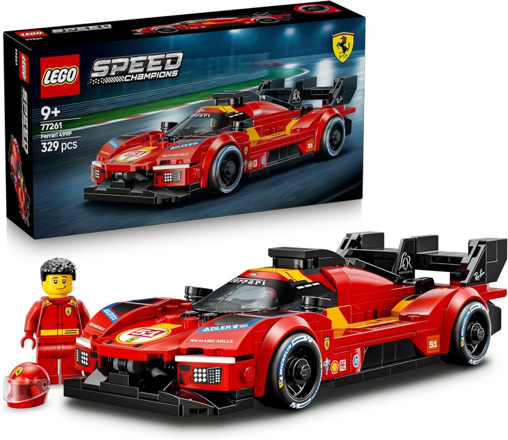 LEGO Speed Champions Ferrari 499P Coche de Carreras de Juguete - Kit de Maquetas con Minifigura de Piloto Coleccionable - Merchandising Deportivo - Regalo para Niños de 9+ Años y Fans - 77261