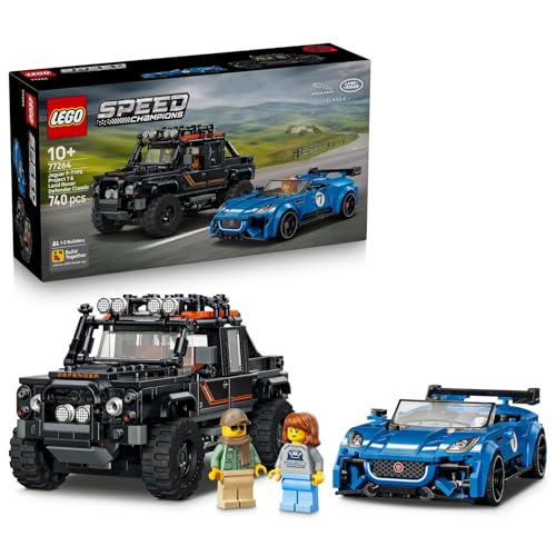 LEGO Speed Champions Jaguar Project 7 en Land Rover Defender 77264 | Speelgoed voor jongens vanaf 10 jaar, bouwpakket met 2 auto’s en 2 minifiguren, kinderkamer decoratie, cadeau, 740 onderdelen