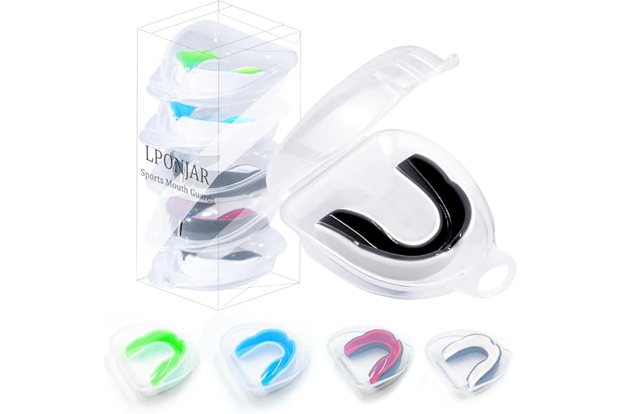 LPONJAR Moldable Sports Mouth Guard for Toddler Kids Youth, 5 Pack | Mouthguard with Case for Boys & Girls, Ideal for Football Lacrosse Hockey Basketball Boxing Taekwondo MMA Karate, Non-Braces