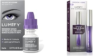 LUMIFY Redness Reliever Eye Drops 0.17 Fl Oz (5 mL) with Eye Illuminations Nourishing Lash & Brow Serum