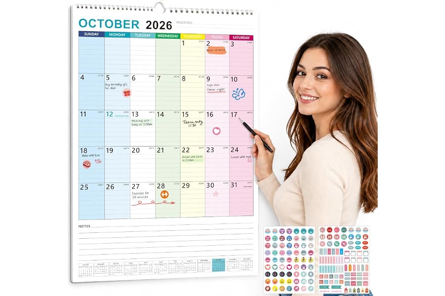 Large Wall Calendar 2027-2028 Hanging Calendar Oct 2026 - Jun 2028 15"x22" | 21 Month Extra Large Hanging Calendar, Monthly D