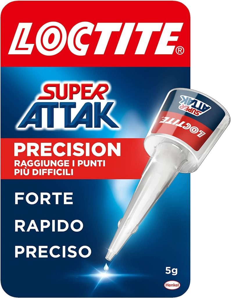Loctite Super Attak Precision, Colla liquida trasparente con beccuccio extra lungo, Adesivo istantaneo, Colla per plastica e molti altri materiali per applicazioni precise, 1x5g