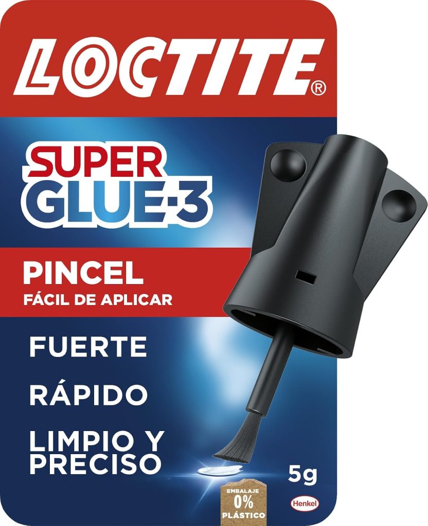 Loctite Super Glue-3 Pincel, Pegamento Instantáneo Transparente, 5 g | Secado en 3 s, Resistente a Agua/Golpes/Temperaturas Extremas, Multimaterial, Apto para Lavavajillas, Tapón Antiobstrucción
