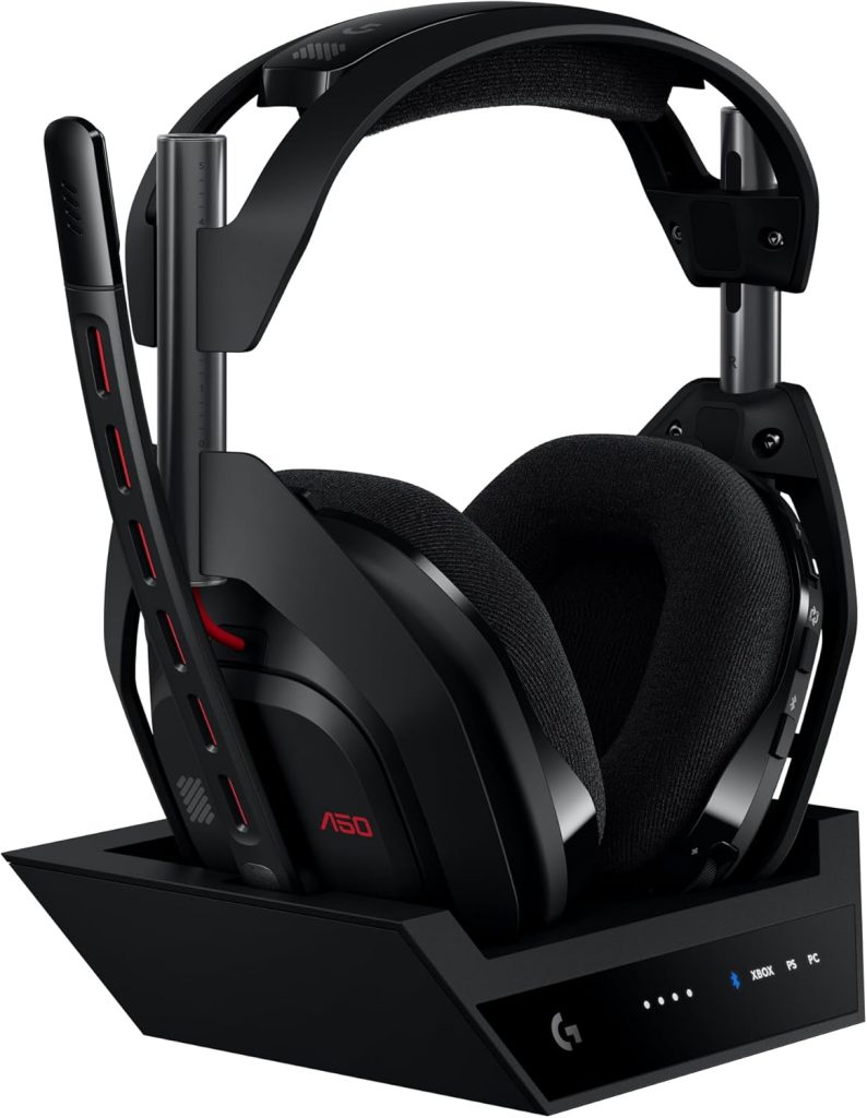 Logitech G Astro A50 Lightspeed Auriculares inalámbricos de Gaming + Base | (5.ª gen), PRO-G GRAPHENE, cambio entre 3 sistemas, USB-C, Xbox, PS5, PC, Nintendo Switch, Switch 2, Bluetooth - Negro