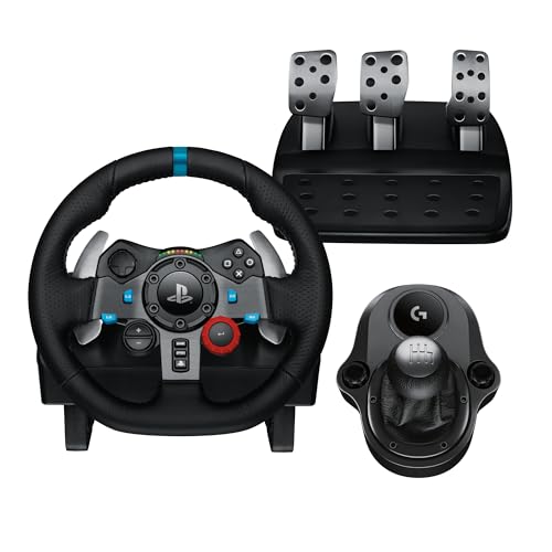 Logitech G G29 SE Driving Force Wheel and Shifter para Playstation & PC | Volante de carreras y pedales, Force Feedback, Cuero auténtico + Palanca de cambio - Para PS5, PS4 y PC, Mac - Negro