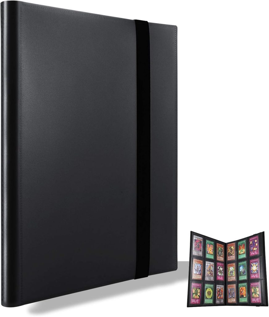 MUROAD 360 cartes Classeur,Compatible avec pokemon cartes ablum(Noir) | Convient pour les cartes de taille standard,Des pages sans acide, sans PVC,Compatible avec:Pokémon,YuGiOh!stars du sport.