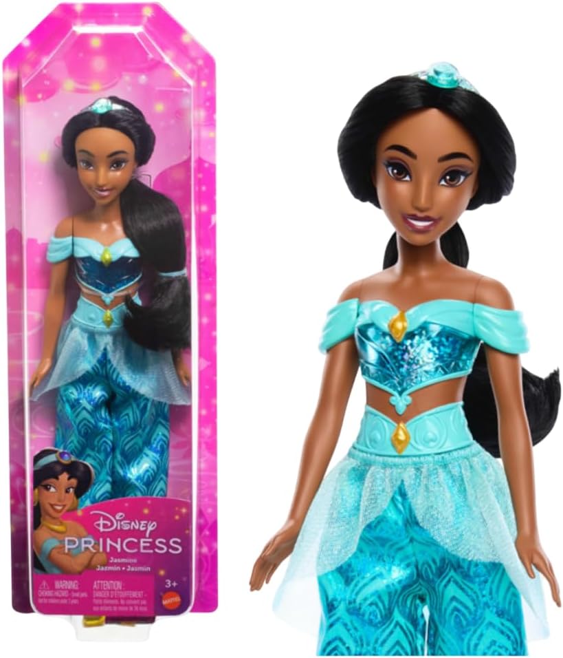 Mattel Disney Princess Jasmine Muñeca de Moda Look Clásico | Moda brillante con pantalones, tiara y zapatos extraíbles, artic