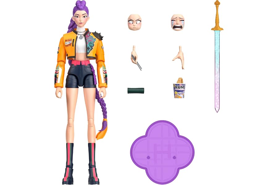 Mattel Kpop Demon Hunters HUNTR/X Rumi 6-inch Action Figure | Wearing “How It’s Done” Look, Sword, Food-inspired Accessories, Swappable Faces & Hands​, 21 Points of Articulation