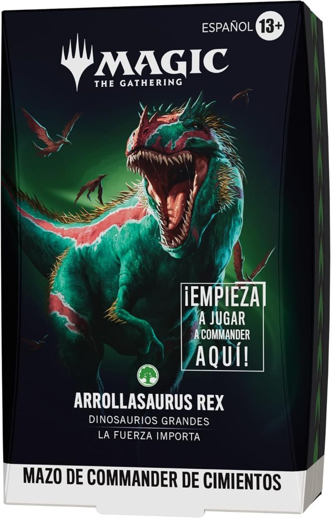 Mazo de Commander de Magic: The Gathering - Cimientos: Arrollasaurus Rex | Mazo de 100 Cartas y Accesorios (Versión en Español)