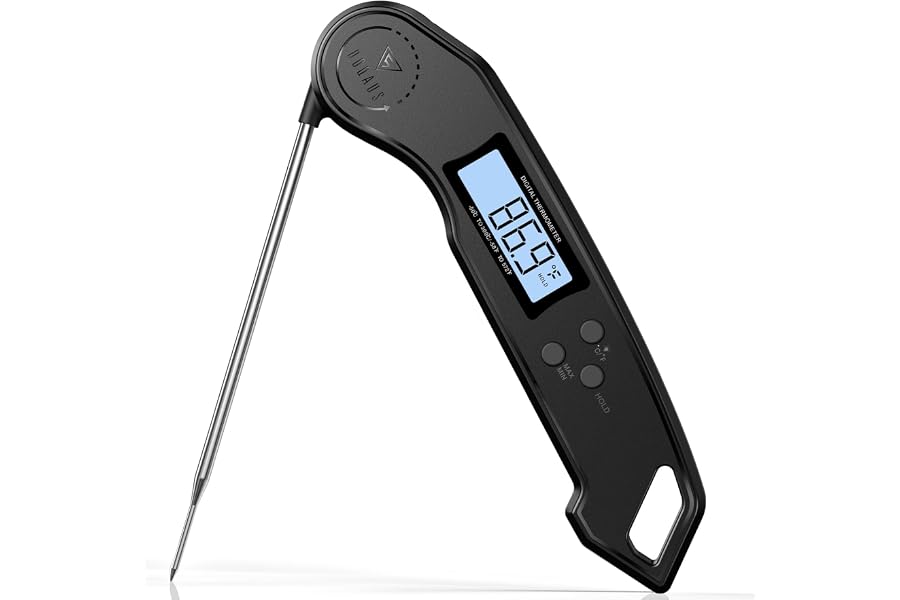 Meat Thermometer Digital – 2 Sec Instant Read Food Thermometer for Cooking | Bright Backlit Display, Foldable Probe, Magnetic Storage Kitchen Gadgets Essentials for BBQ Oven Grill Smoker Candy Gift