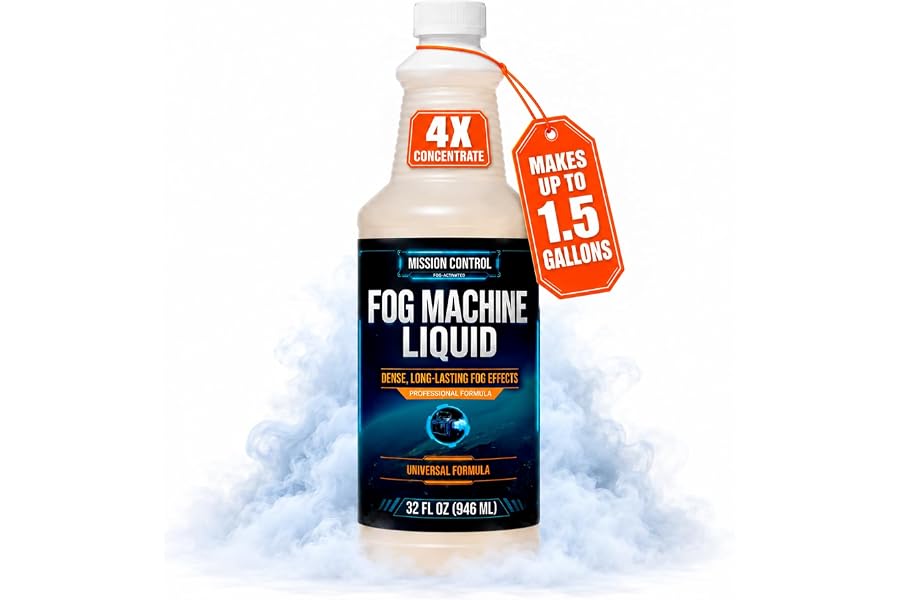Mission Control Fog Machine Liquid Concentrate - 32 oz - Made in USA | Water Based Glycerin Formula - Makes 1 to 1.5 Gallons of Fog Juice for Fog and Smoke Machines