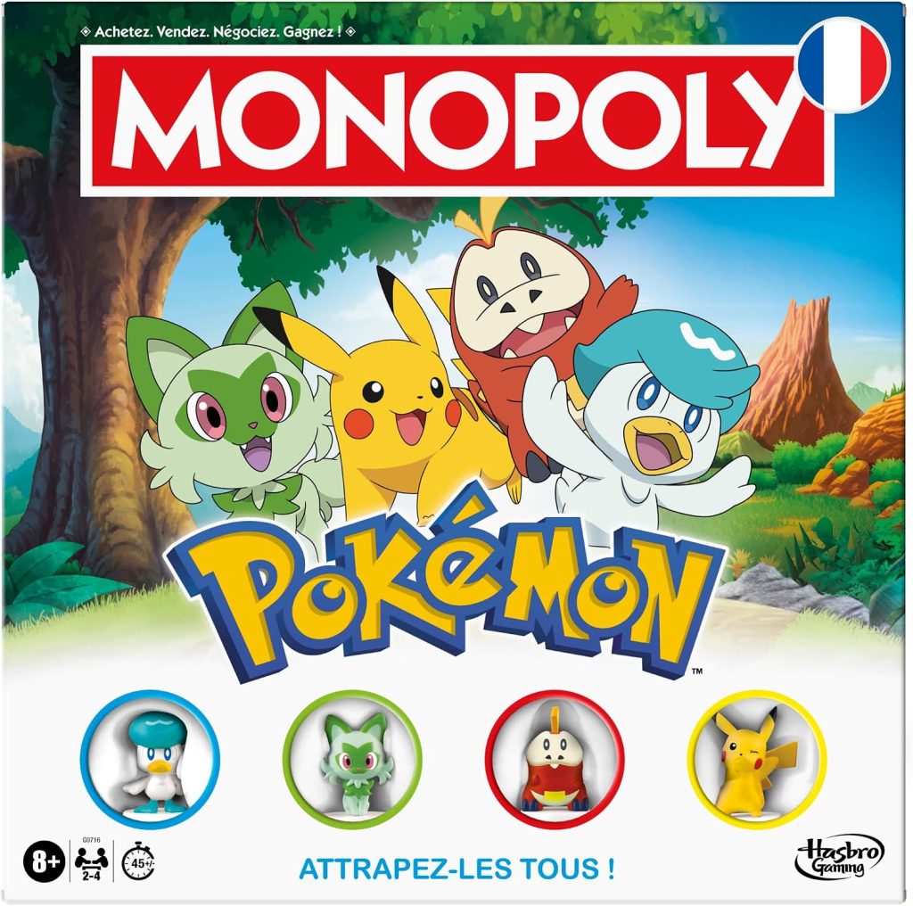 Monopoly édition Pokémon, Jeu de Plateau | À partir de 8 Ans | 2 à 4 Joueurs | Jeux pour Enfants et Fans de Pokémon | Jeux familiaux Amusants | env. 45 Minutes - Version française