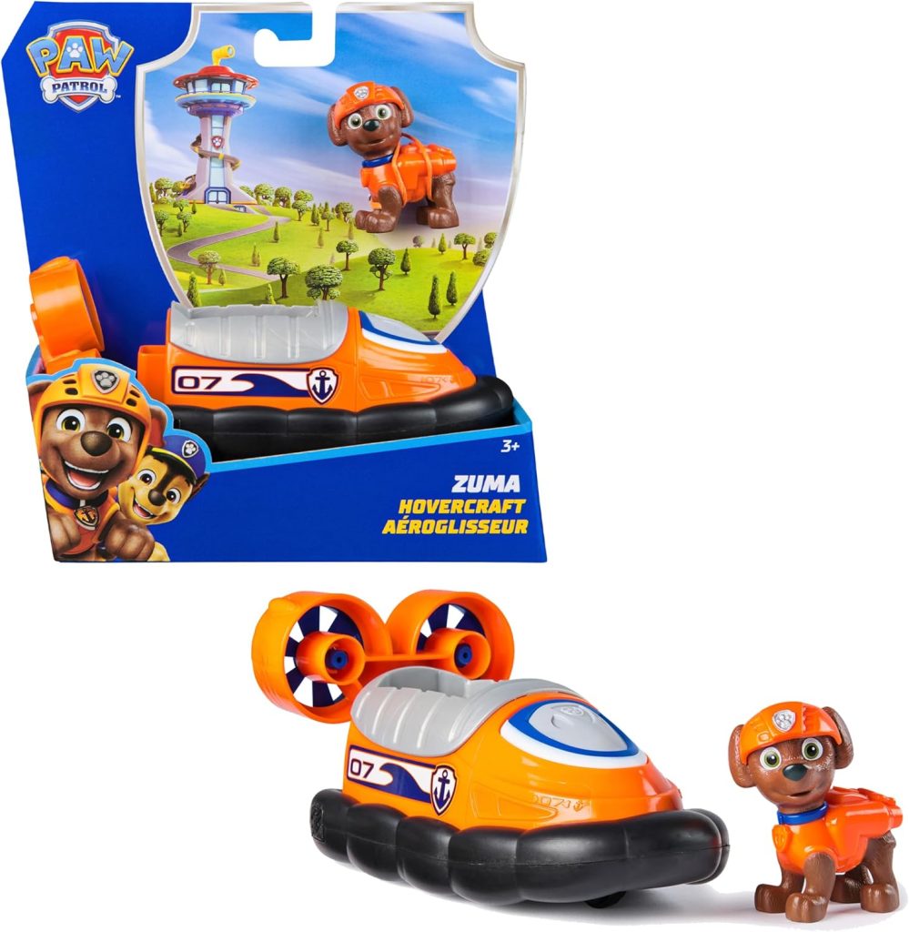 Paw Patrol Patrulla Canina Zuma y Coche Aerodeslizador Juguetes niños +3 | Vehículo Aerodeslizador de 15 cm y figura Zuma para recrear las aventuras de Patrulla Canina. Para niños desde 3 años.