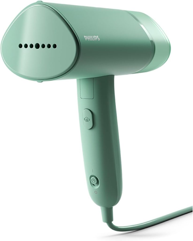 Philips défroisseur à main 3000, 20 g/min, 1000W, pliable et léger, Vert | Prêt en 30 secondes, réservoir amovible 100ml, plaque plastique, pochette incluse, léger 630g (STH3010/70)