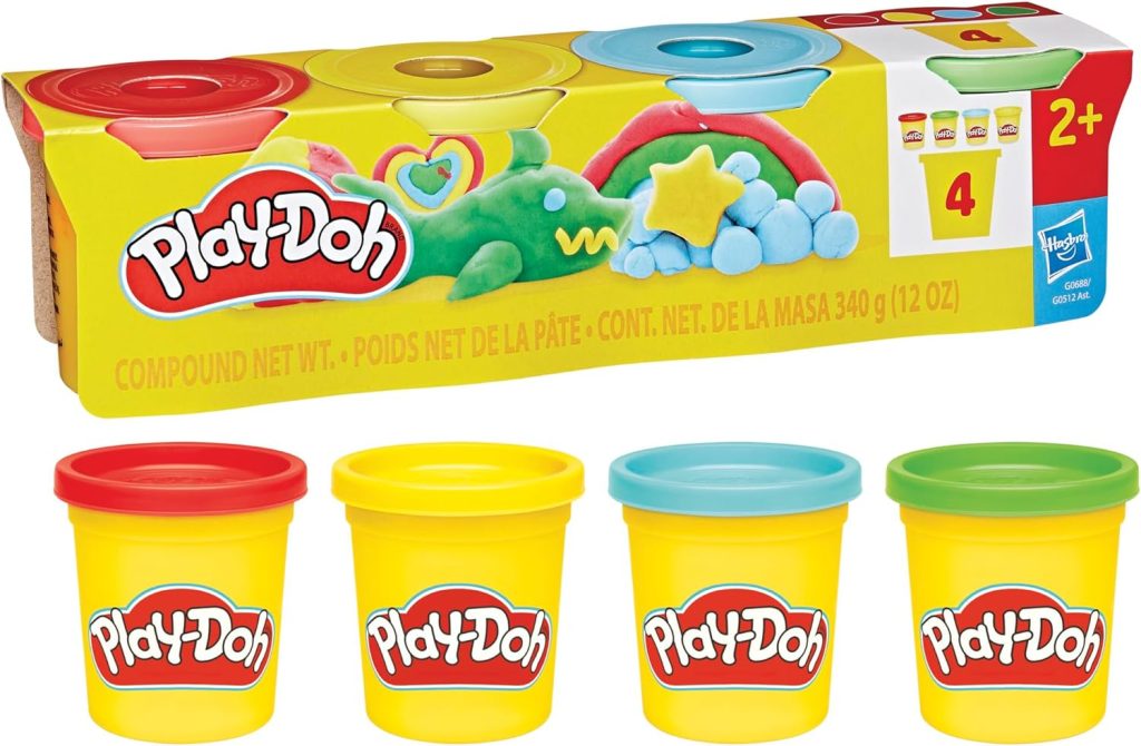 Play-Doh Pack de 4 Colores clásicos, Botes de 85 Gramos