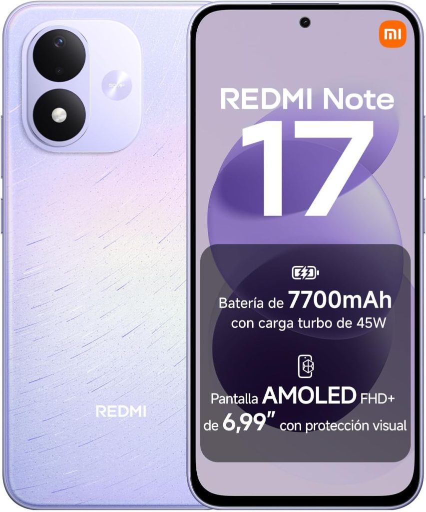 REDMI Note 17, Smartphone 6+256GB, Morado Celestial, batería de 7700mAh | Cámara 50 MP, carga 45 W, pantalla GOLED FHD+ 6,99", HyperOS 3 + Google Gemini, resistencia IP65