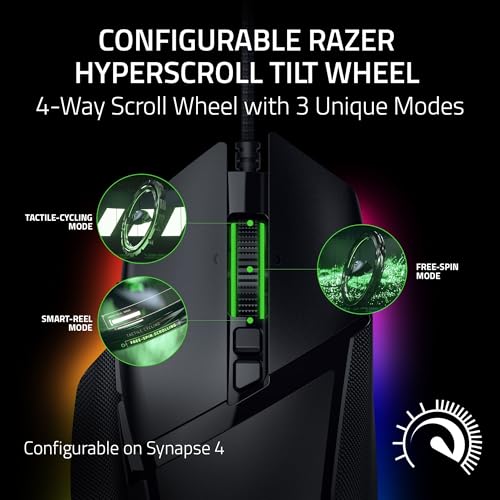 Razer Basilisk V3 35K - Volledig aanpasbare ergonomische bedrade Gaming muis - Focus Pro 35K optische sensor (HyperScroll kantelwiel, 11-Zone Chroma verlichting, muis schakelaars Gen-3) Zwart
