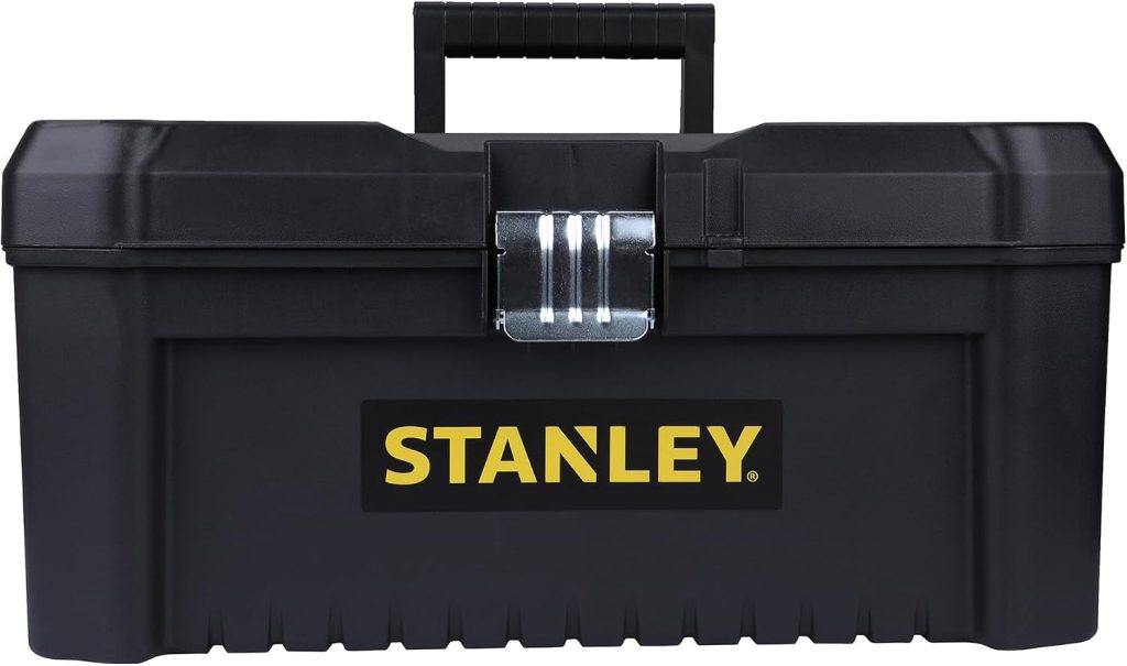 STANLEY Caja de herramientas ligera Essential de 16 pulg, STST1-75518 | Duradero con cierres metálicos inoxidables, bandeja extraíble y organizadores, almacenamiento de piezas y herramientas
