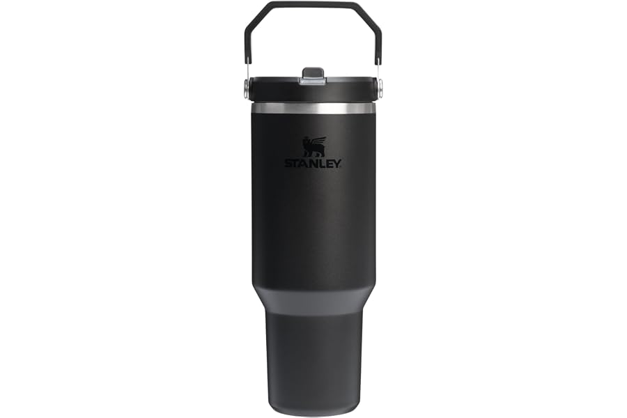 STANLEY IceFlow 2.0 Flip Straw Tumbler, 40 oz, Black 2.0 | Easy Carry Handle | Twist On Lid and Flip Up Straw | Leak Resistant Water Bottle | Insulated Stainless Steel | BPA-Free